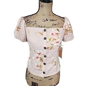 BLASHE Linen Blend off the shoulder blouse. Nwt size Large